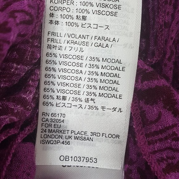 Free People Olivia Printed Purple Puff Sleeve Wrap Top, Size S - New - Picture 9 of 11